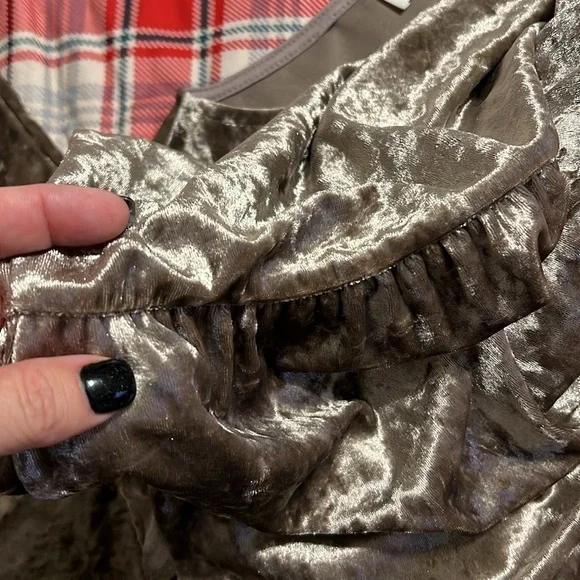 Wanna B medium crushed velvet dress 3/4 sleeve elastic waist has pockets unlined - Picture 12 of 15